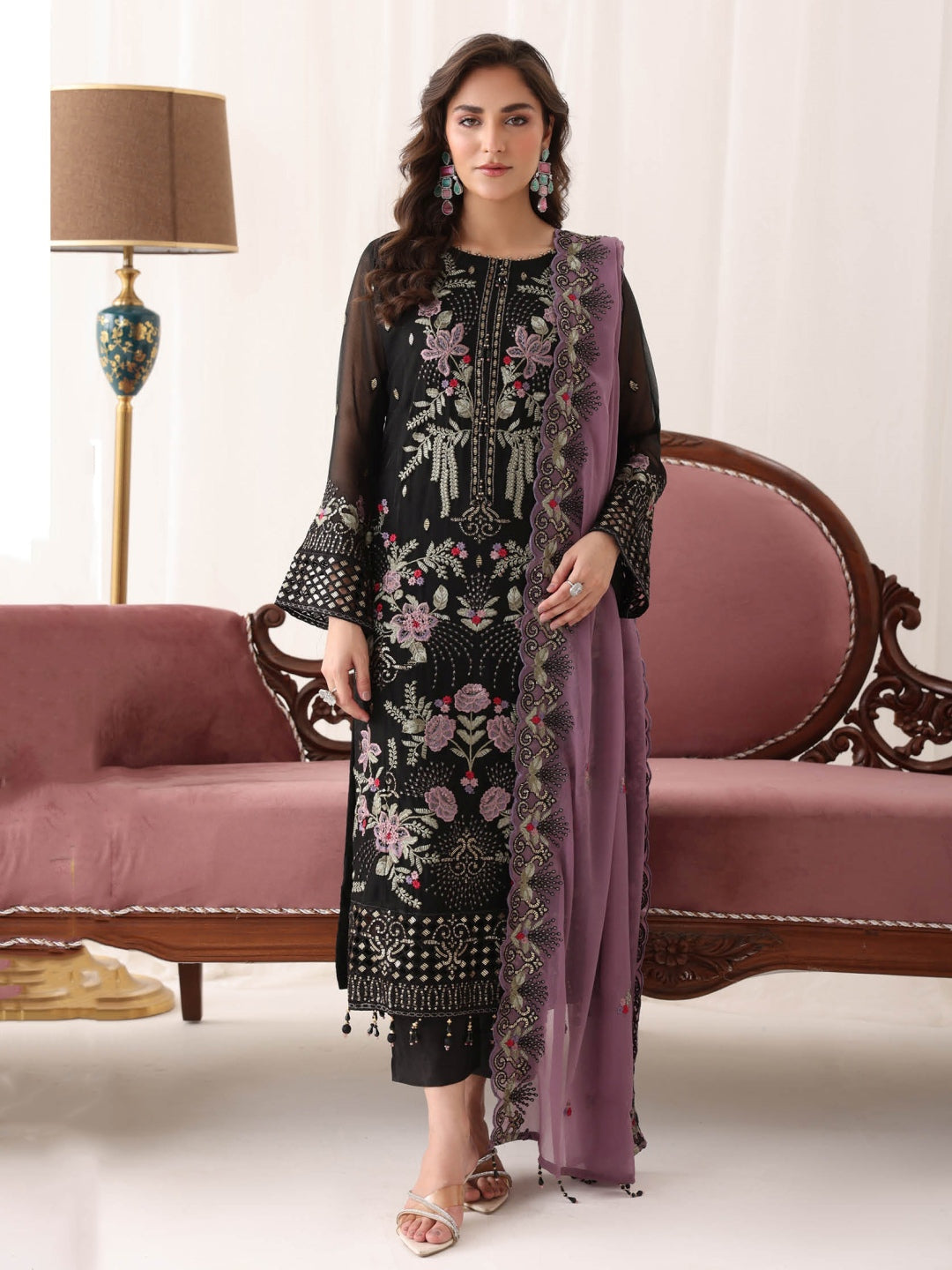 Black Chiffon Premium Embroidery Black Chiffon Premium Embroidery