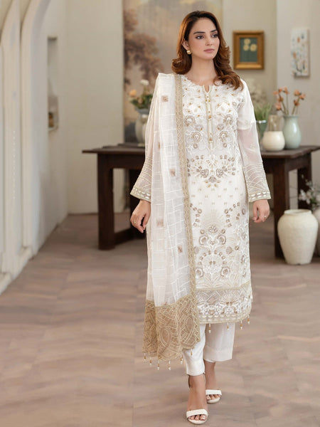 Chiffon Jacquard Embroidery Pakistani Dress by Fabricoz USA