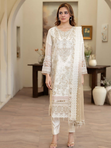 Chiffon Jacquard Embroidery Pakistani Dress by Fabricoz USA