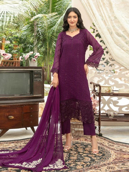 Fancy Chiffon Embroidery Pakistani Dress by Fabricoz USA