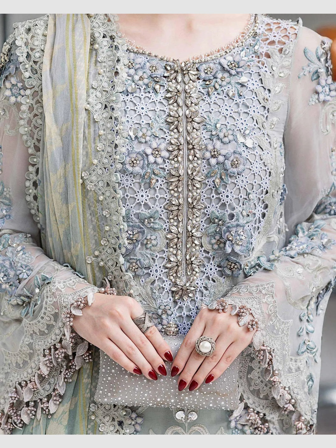 Ice Blue Chiffon Heavy Salwar Kameez | Fabricoz USA Ice Blue Chiffon Heavy Salwar Kameez | Fabricoz USA