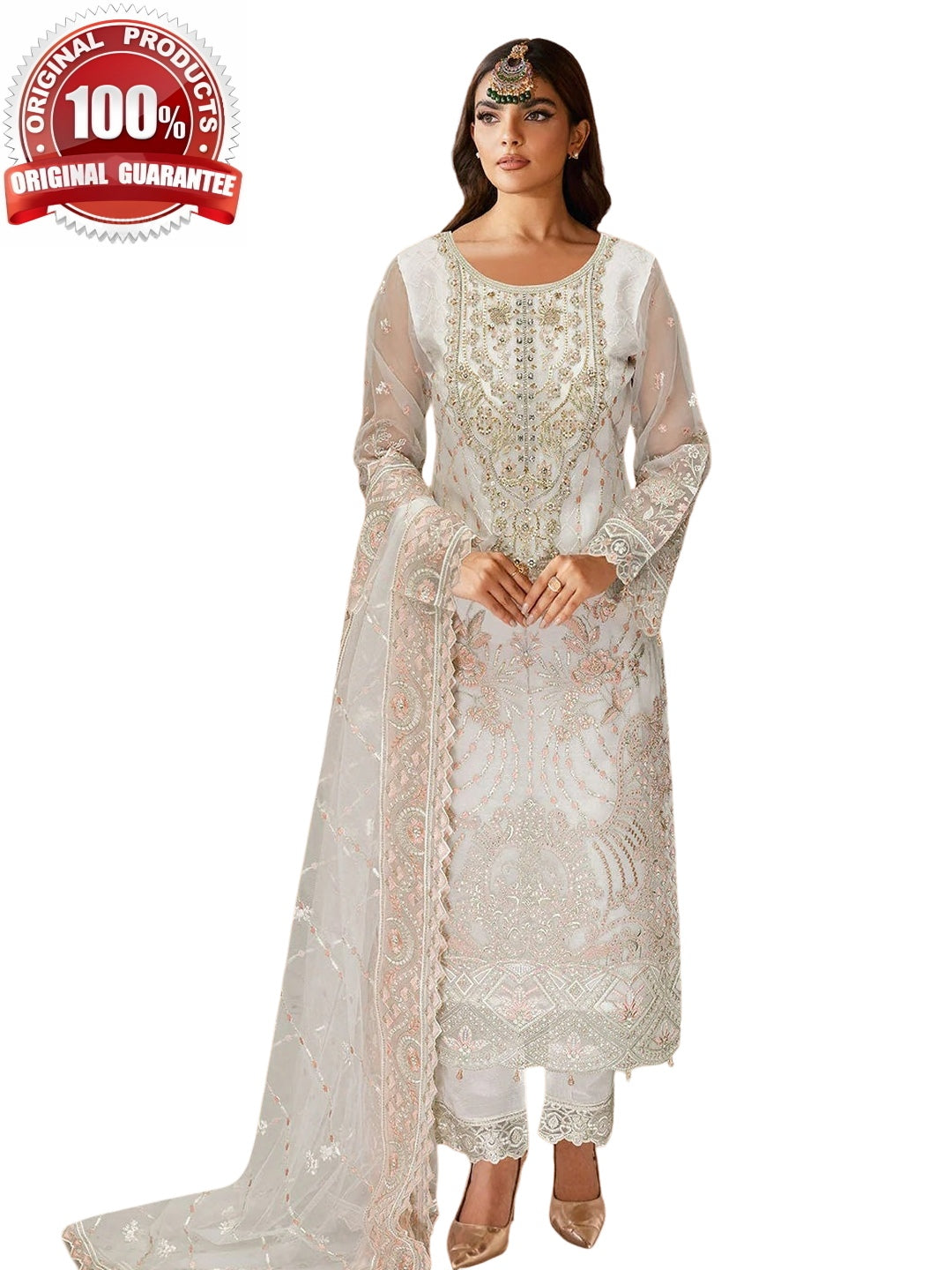 white organza dress pakistani Afrozeh Noori Pakistani Luxury Organza Dress