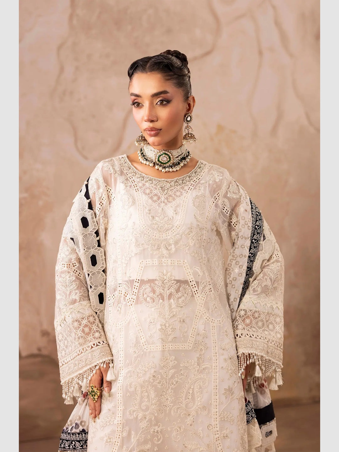 chiffon formal dresses pakistani Ivory White Chiffon Intricate Embroidered Straight Cut Classic Formal Wear