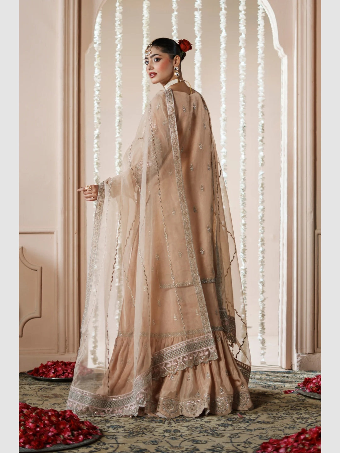 Champagne Beige Organza Intricate Salwar Kameez | Fabricoz USA Champagne Beige Organza Intricate Salwar Kameez | Fabricoz USA