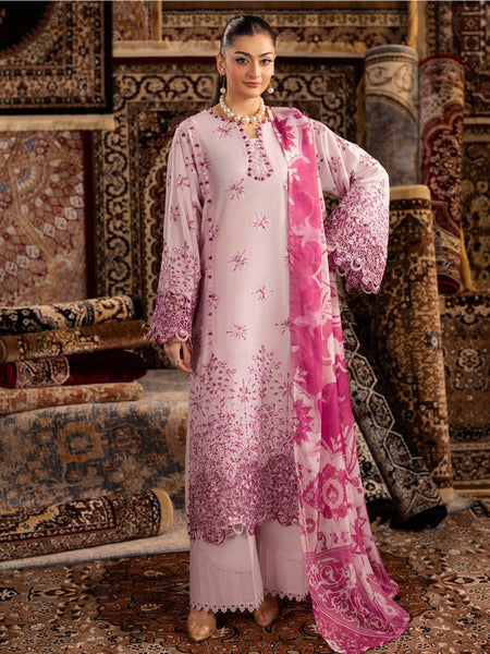 Lilac Lawn Schiffli Embroidered Glam Luxury Pakistani Salwar Kameez by Fabricoz USA