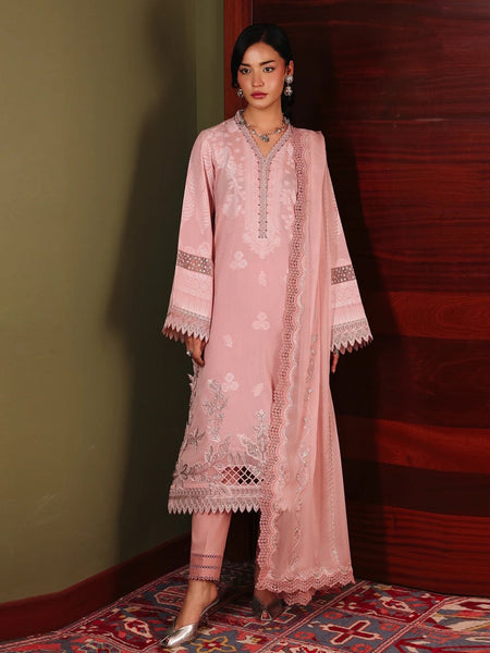 Blush Pink Jacquard Embroidered Exclusive Wear Pakistani Dress by Fabricoz USA