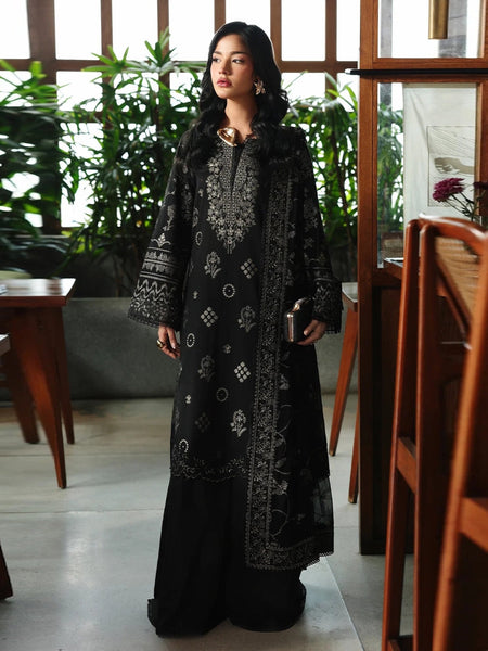 Black Jacquard Heavy Embroidered Luxe Wear Pakistani Dress by Fabricoz USA