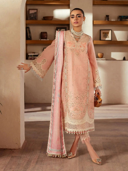 Blush Pink Exclusive Lawn Intricate Embroidered Festive Wear Pakistani Dress by Fabricoz USA