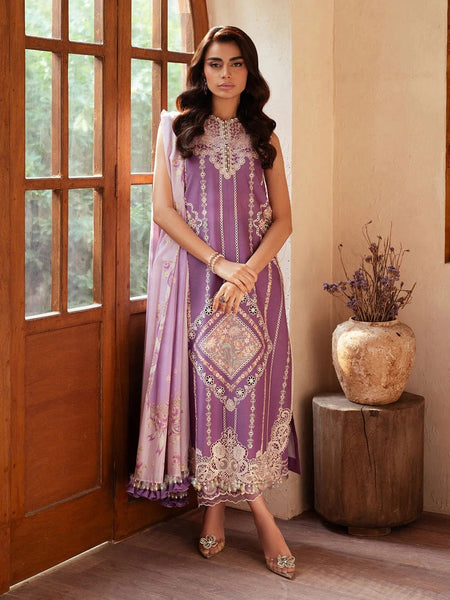 Mauve Exclusive Lawn Intricate Embroidered Pakistani Dress by Fabricoz USA