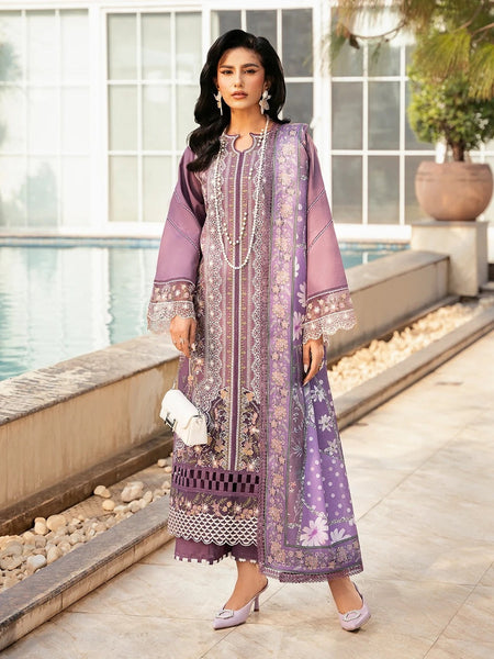 Lavender Lawn Heavy Embroidered Designer Pakistani Dress by Fabricoz USA