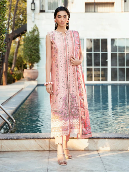 Blush Pink Lawn Heavy Embroidered Pakistani Dress by Fabricoz USA