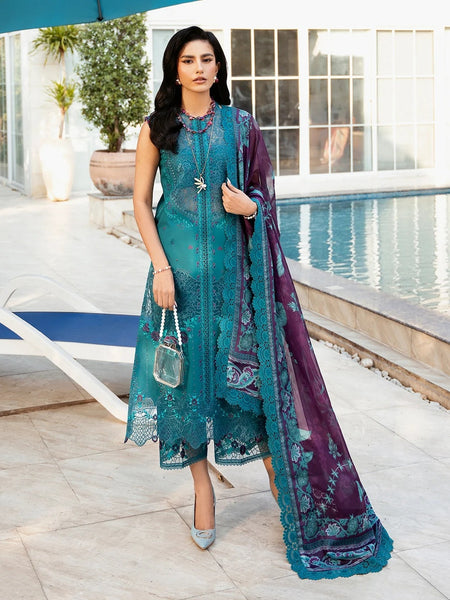 Teal Lawn Intricate Embroidered Pakistani Dress by Fabricoz USA
