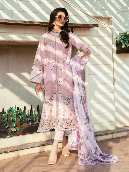 Blush Pink Lawn Floral Embroidered Classic Wear Pakistani Dress by Fabricoz USA