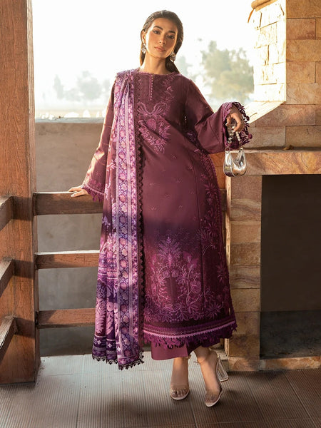 Burgundy Lawn Floral Embroidered Wear Pakistani Dress by Fabricoz USA