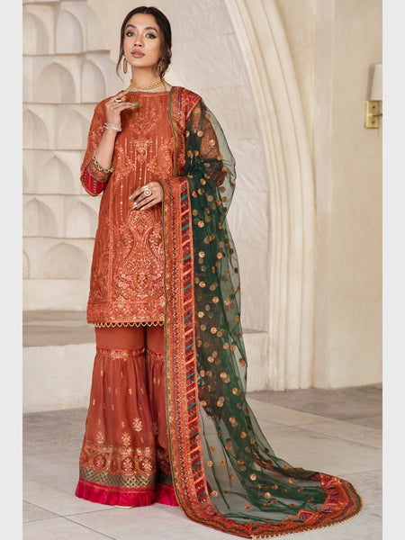 Pakistani Salwar Kameez - Sequins Embroidered Chiffon