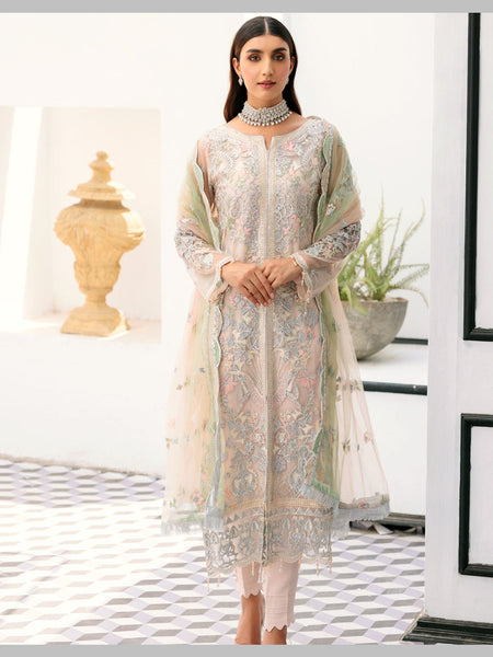 Pant Salwar Kameez - Net Silk Embroidery