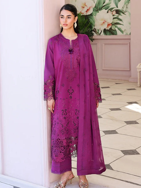 Magenta Purple Lawn Chikankari Embroidered Pakistani Salwar Kameez by Fabricoz USA