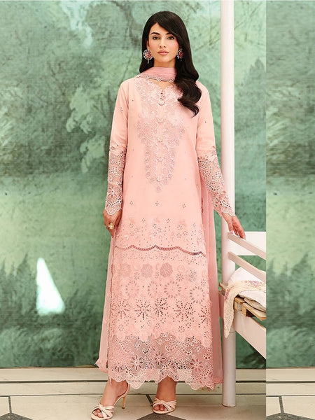 Blush Pink Lawn Chikankari Embroidered Straight Cut Pakistani Salwar Kameez by Fabricoz USA