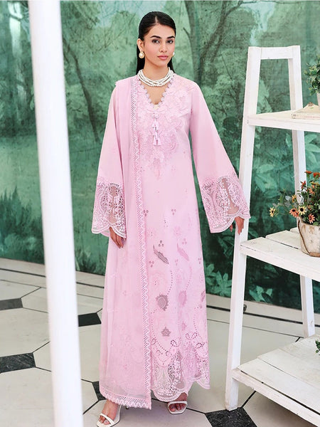 Pink Lawn Chikankari Embroidered Straight Cut Luxury Pakistani Salwar Kameez by Fabricoz USA