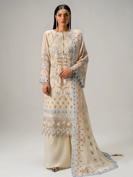 Ivory Chiffon Heavy Embroidered Luxury Wedding Wear Pakistani Dress by Fabricoz USA