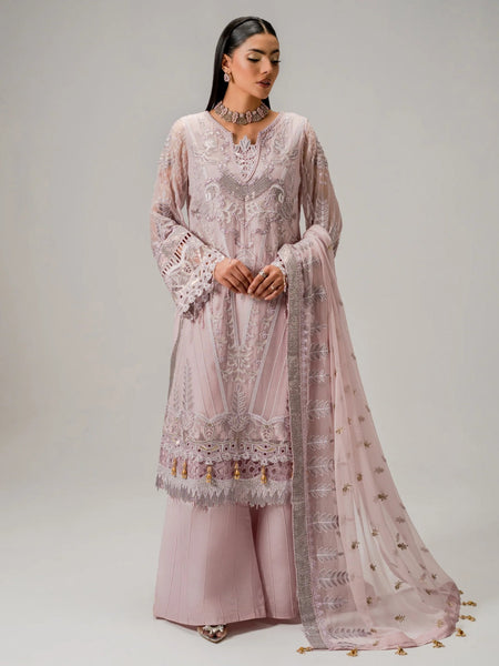 Blush Pink Chiffon Hand Embroidered Premium Pakistani Dress by Fabricoz USA
