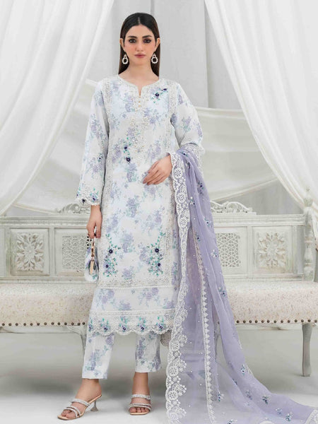 White Salwar Kameez - Heavy Embroidered Organza