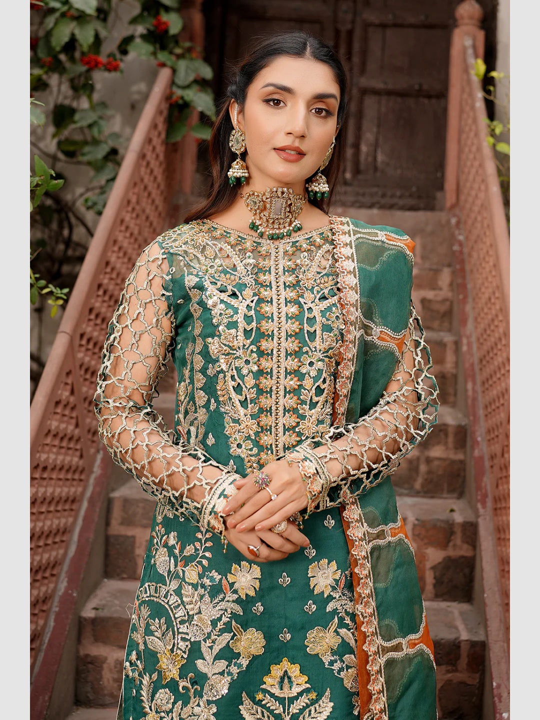 maryams Pakistani Dress Green Premium Organza maryams Pakistani Dress Green Premium Organza
