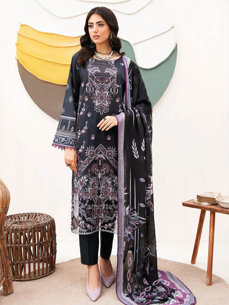 Black Pakistani Dress - Luxe Lawn Embroidery