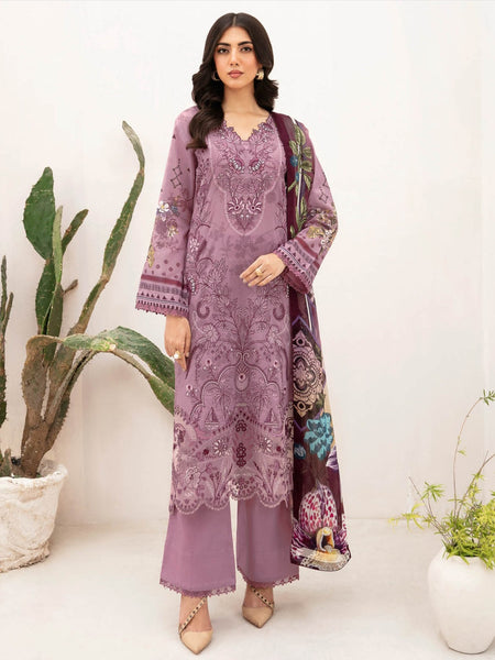 Purple Salwar Kameez - Luxe Lawn Embroidery