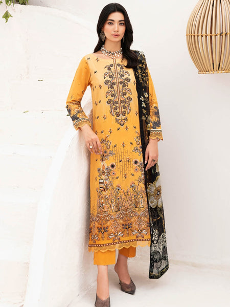Orange Pakistani Dress - Luxe Lawn Embroidery