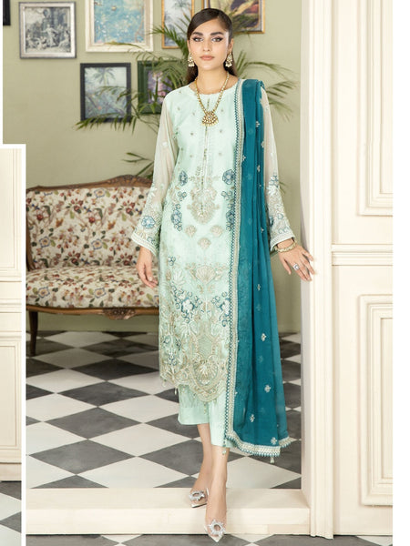 Chiffon Salwar Kameez - Embroidered Viscose Chiffon