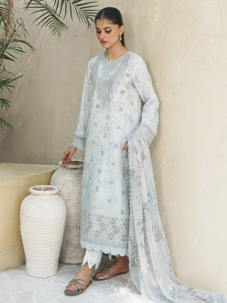 Blue Pakistani Dress - Embroidered Chikankari