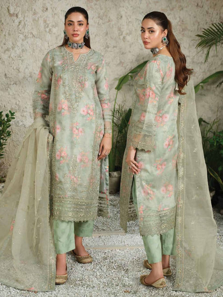 Green Salwar Kameez - Embellished Organza