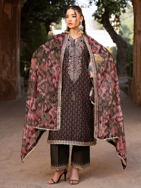 Brown Pakistani Dress - Xenia Luxe Silk