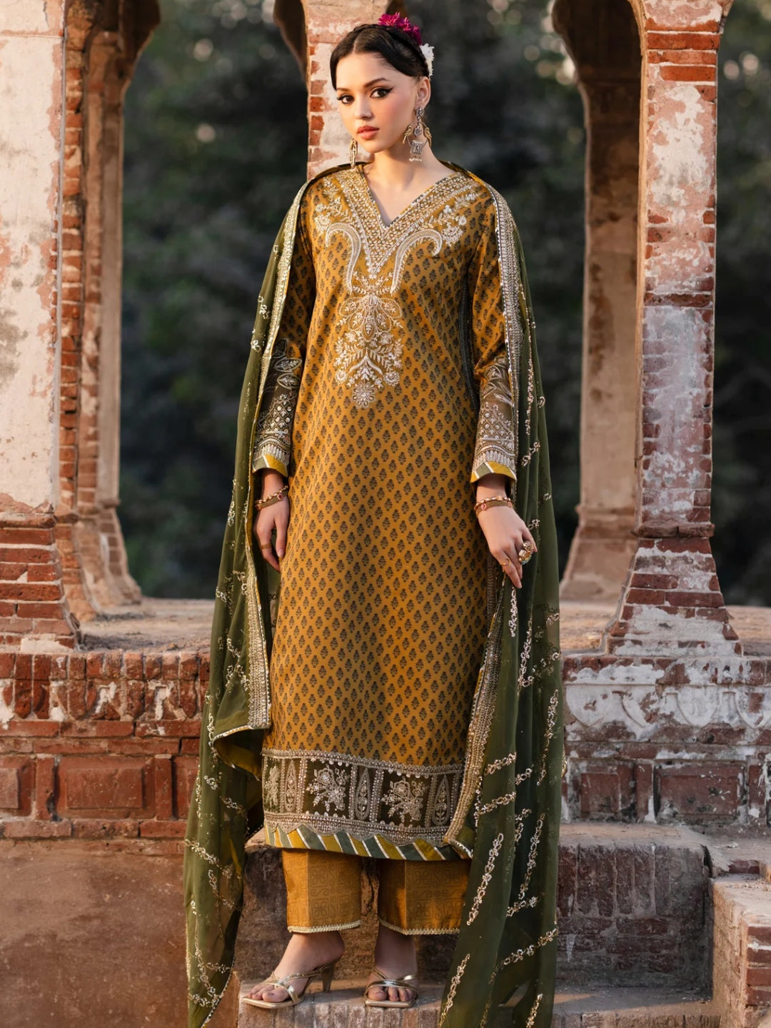 Pakistani Dress Brown Xenia Luxe Silk Pakistani Dress Brown Xenia Luxe Silk
