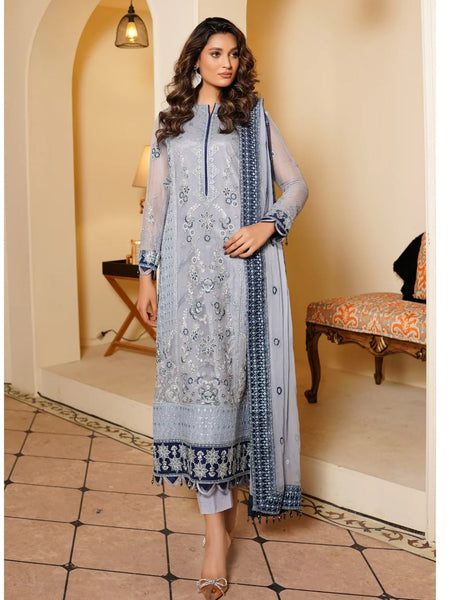 Chiffon Salwar Kameez - Embroidered Fine Chiffon