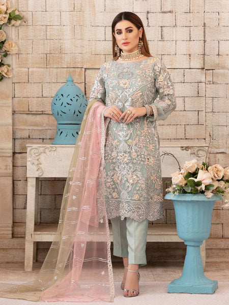 Pakistani Salwar Kameez - Embroidered Chiffon