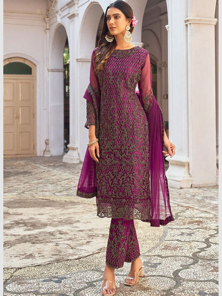 Net Salwar Kameez - Heavy Butterfly Net
