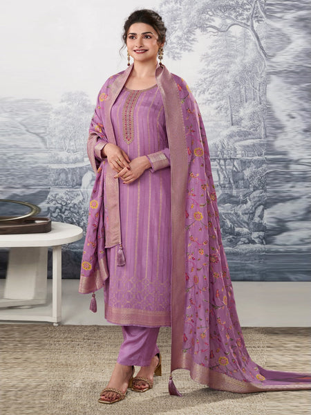 Purple Indian Dress - Jacquard Embroidery
