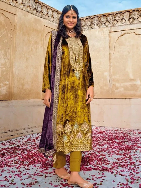 Velvet Salwar Kameez - Viscose Velvet Designer