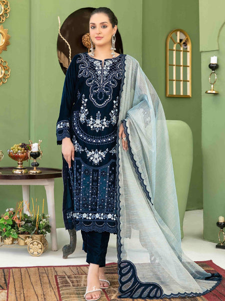 Velvet Salwar Kameez - Embroidered Velvet