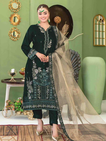 Velvet Salwar Kameez - Embroidered Velvet