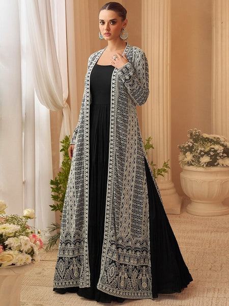 Chinon Silk  - Anarkali Suit Indian Dress by Fabricoz USA