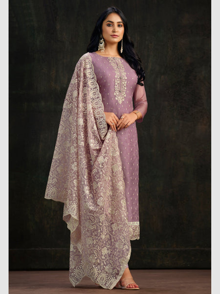 Straight Indian Dress - Organza Embroidery
