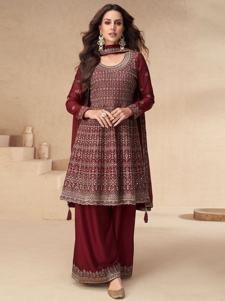 Red Indian Dress - Premium Chinnon Silk