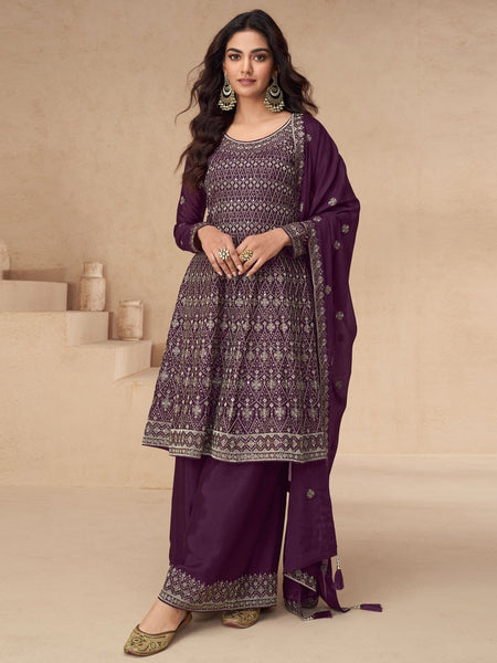 Silk Salwar Kameez - Premium Chinnon Silk