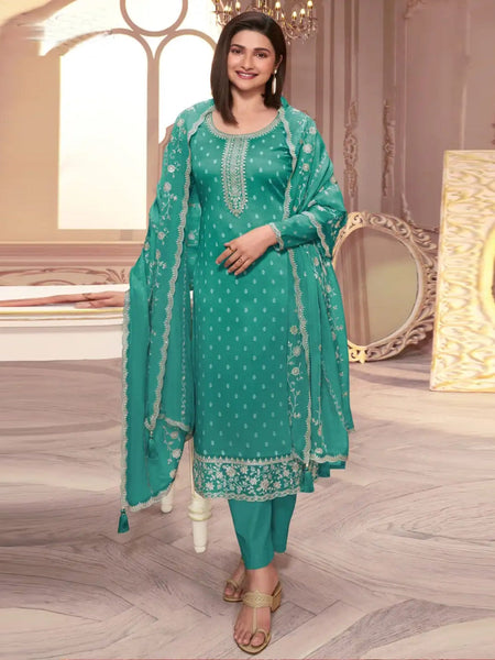 Green Indian Dress - Embroidered Silk Georgette