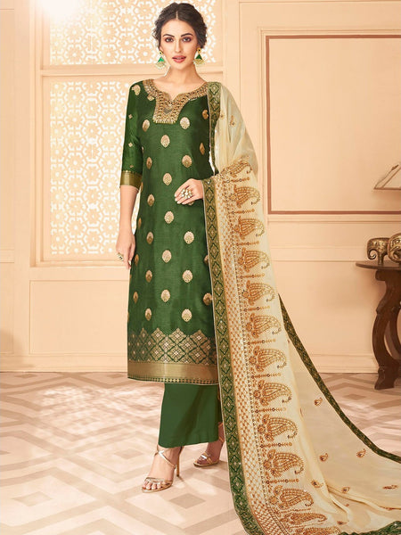 Churidar Salwar Kameez - Pure Dola Jacquard