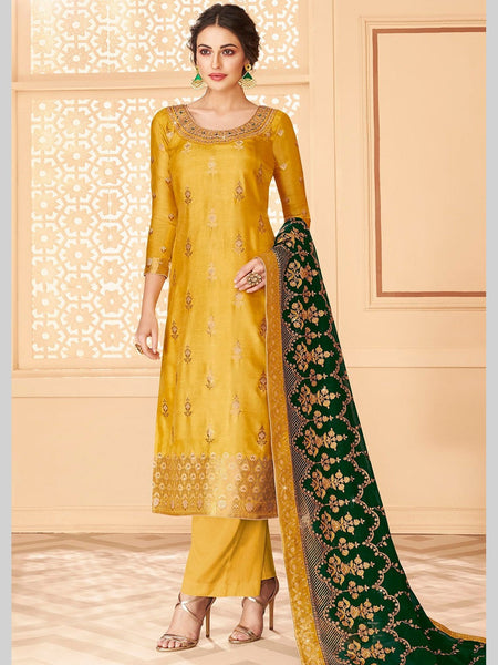 Jacquard Salwar Kameez - Pure Dola Jacquard