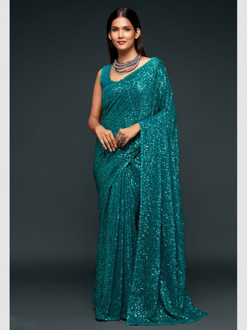 Georgette Embroidery & Sequin Saree